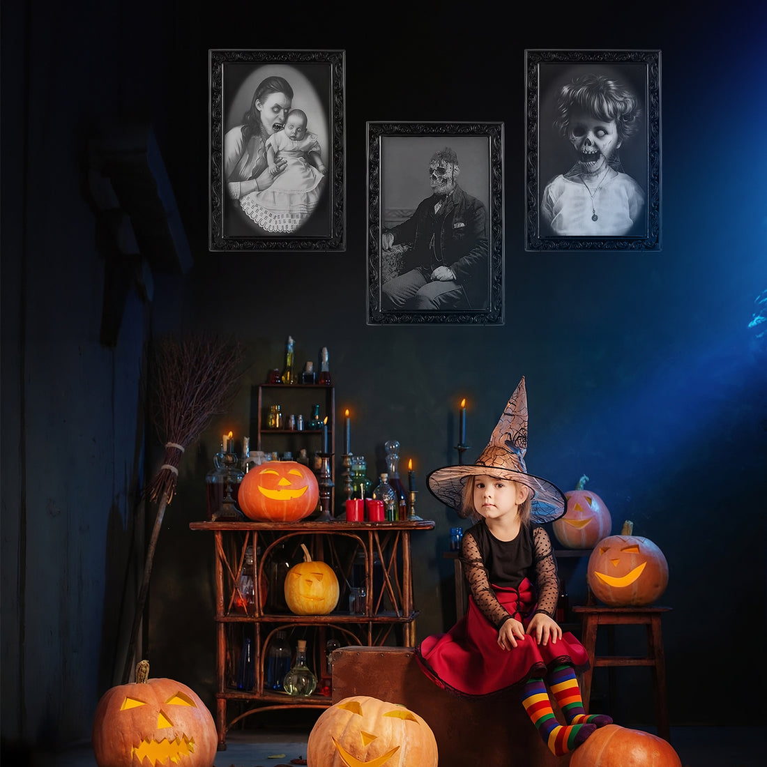 3D Changing Halloween Decoration Face Moving Picture Frame Horror For Horror Party Home Decorations