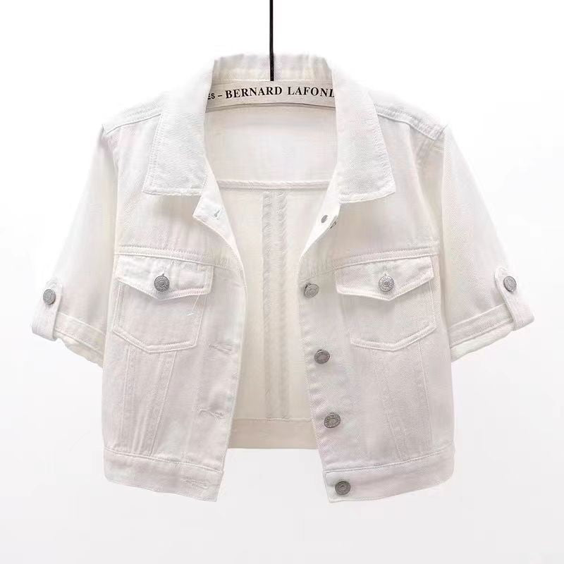 All-match Women's Loose Short-sleeved Denim Coat